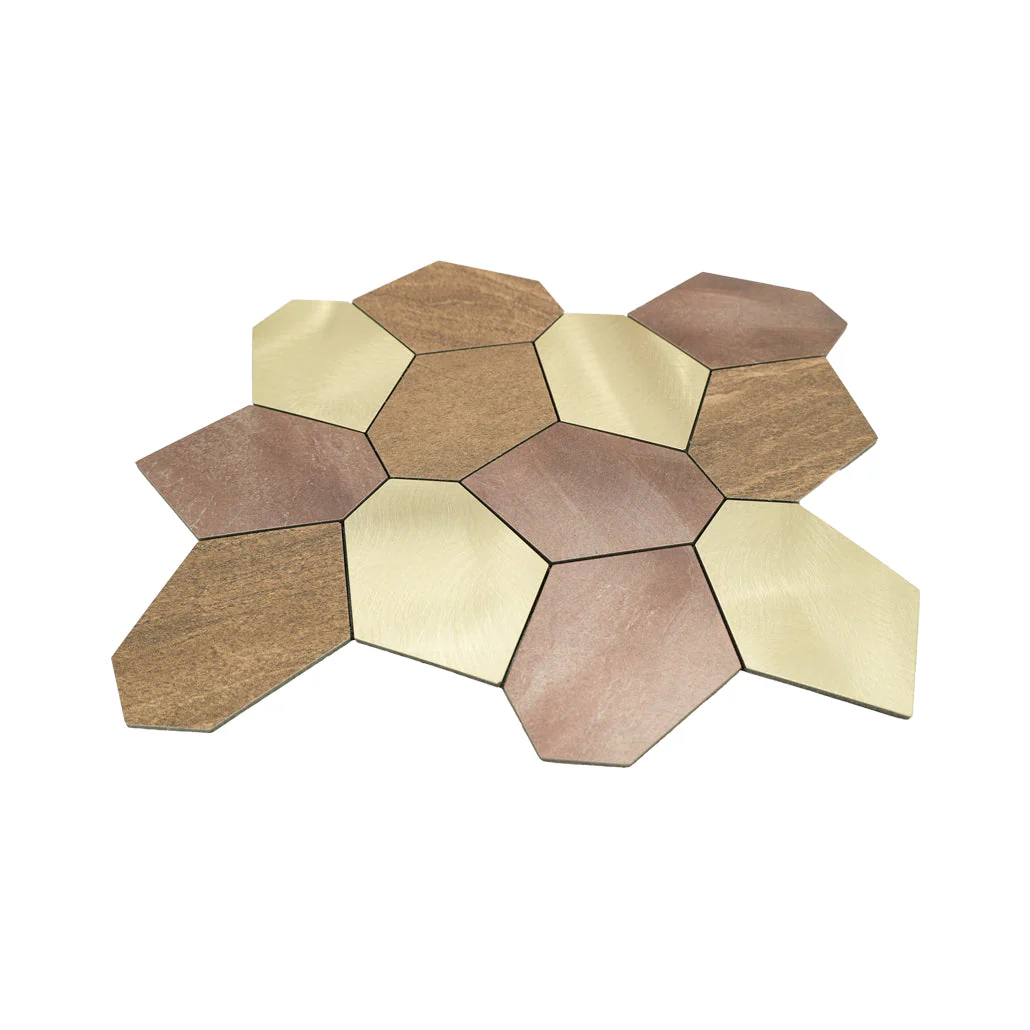 Selbstklebende Mosaikfliesen Metall | Polygon Gold | 30×26,2 cm | Küche, Bad & WC - Image 4