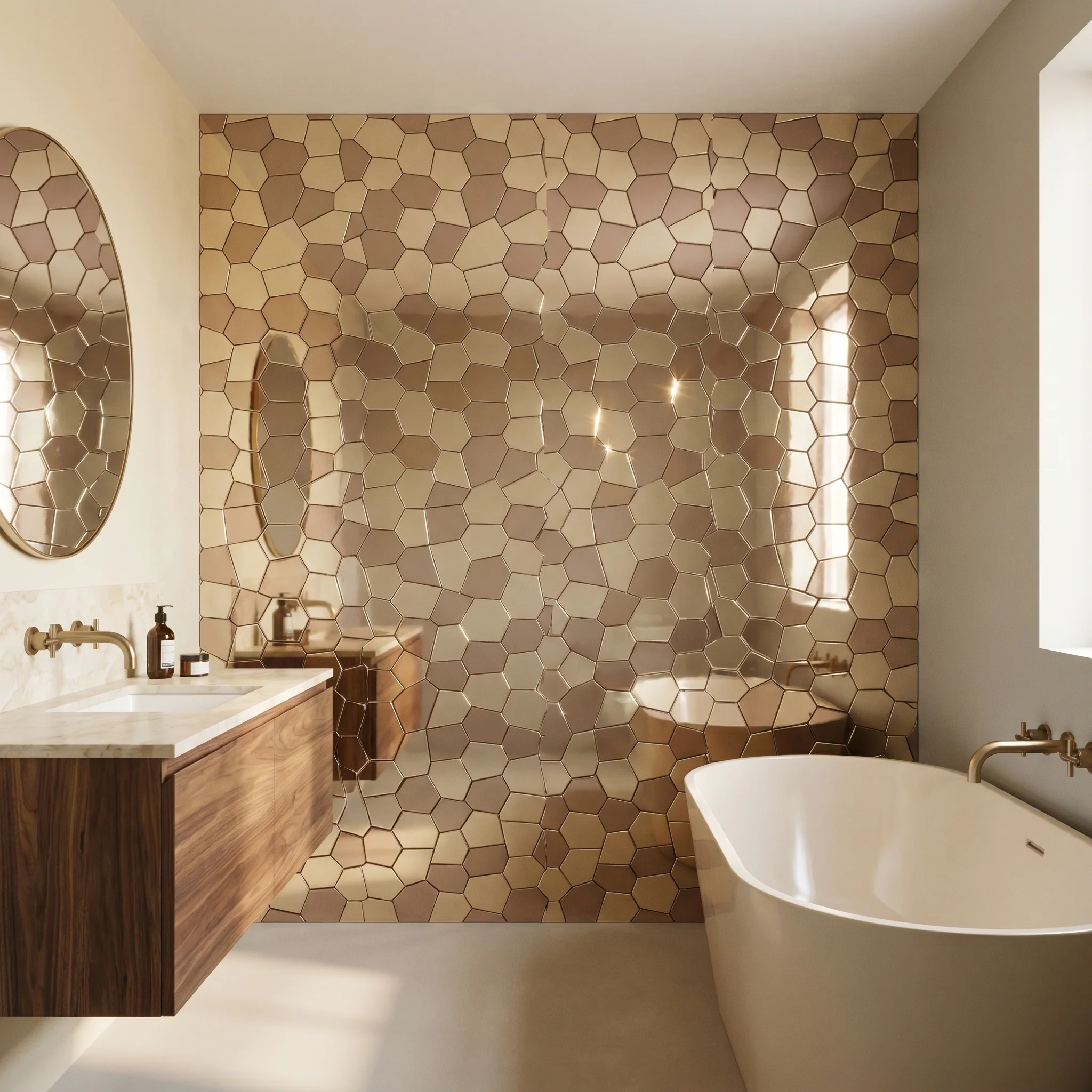 Selbstklebende Mosaikfliesen Metall | Polygon Gold | 30×26,2 cm | Küche, Bad & WC - Image 7