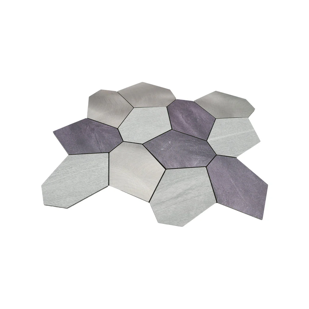 Selbstklebende Mosaikfliesen Metall | Polygon Grau | 30×26,2 cm | Küche, Bad & WC - Image 4