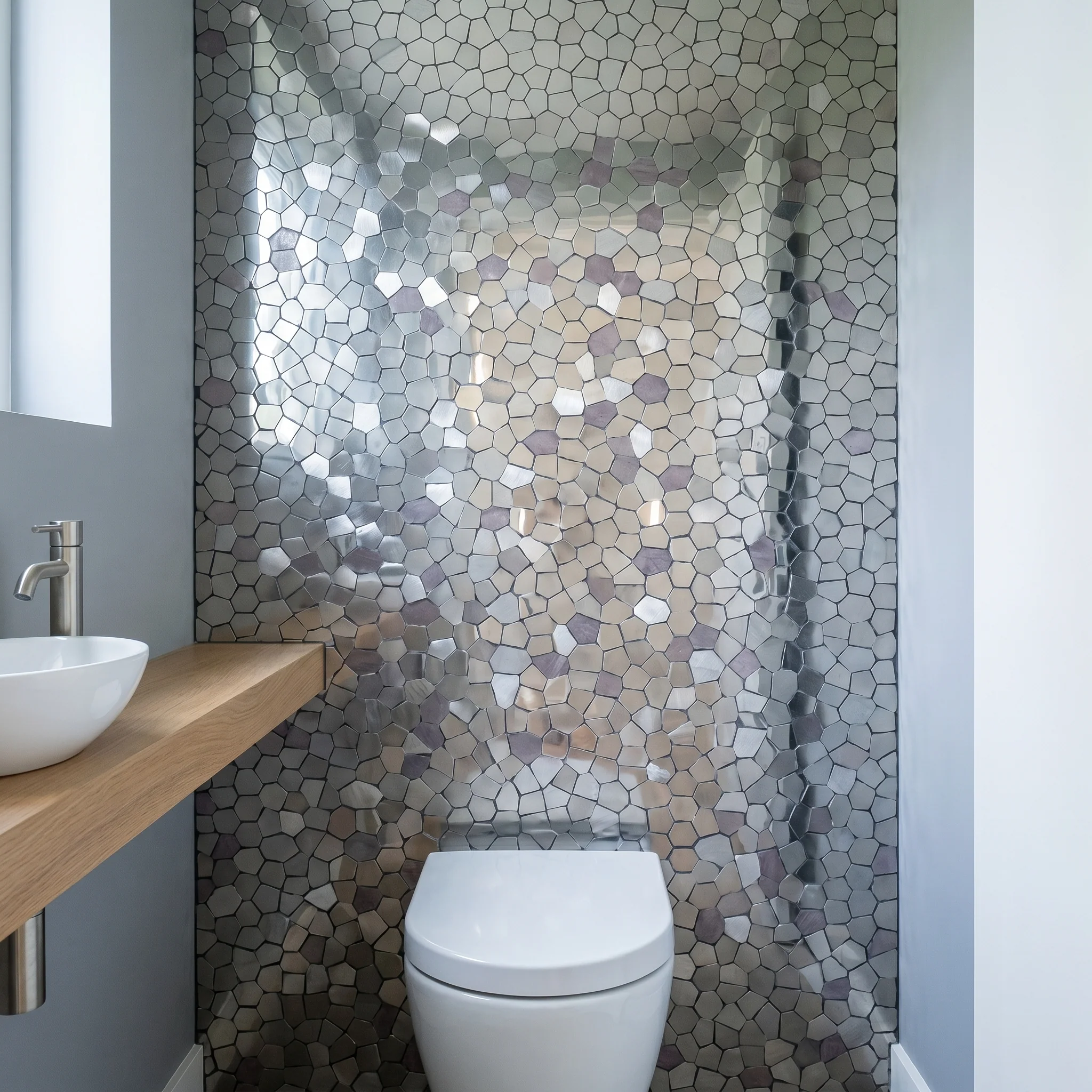Selbstklebende Mosaikfliesen Metall | Polygon Grau | 30×26,2 cm | Küche, Bad & WC - Image 7
