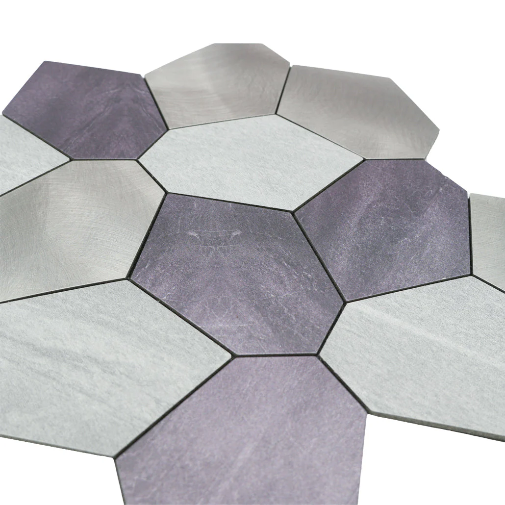 Selbstklebende Mosaikfliesen Metall | Polygon Grau | 30×26,2 cm | Küche, Bad & WC - Image 8
