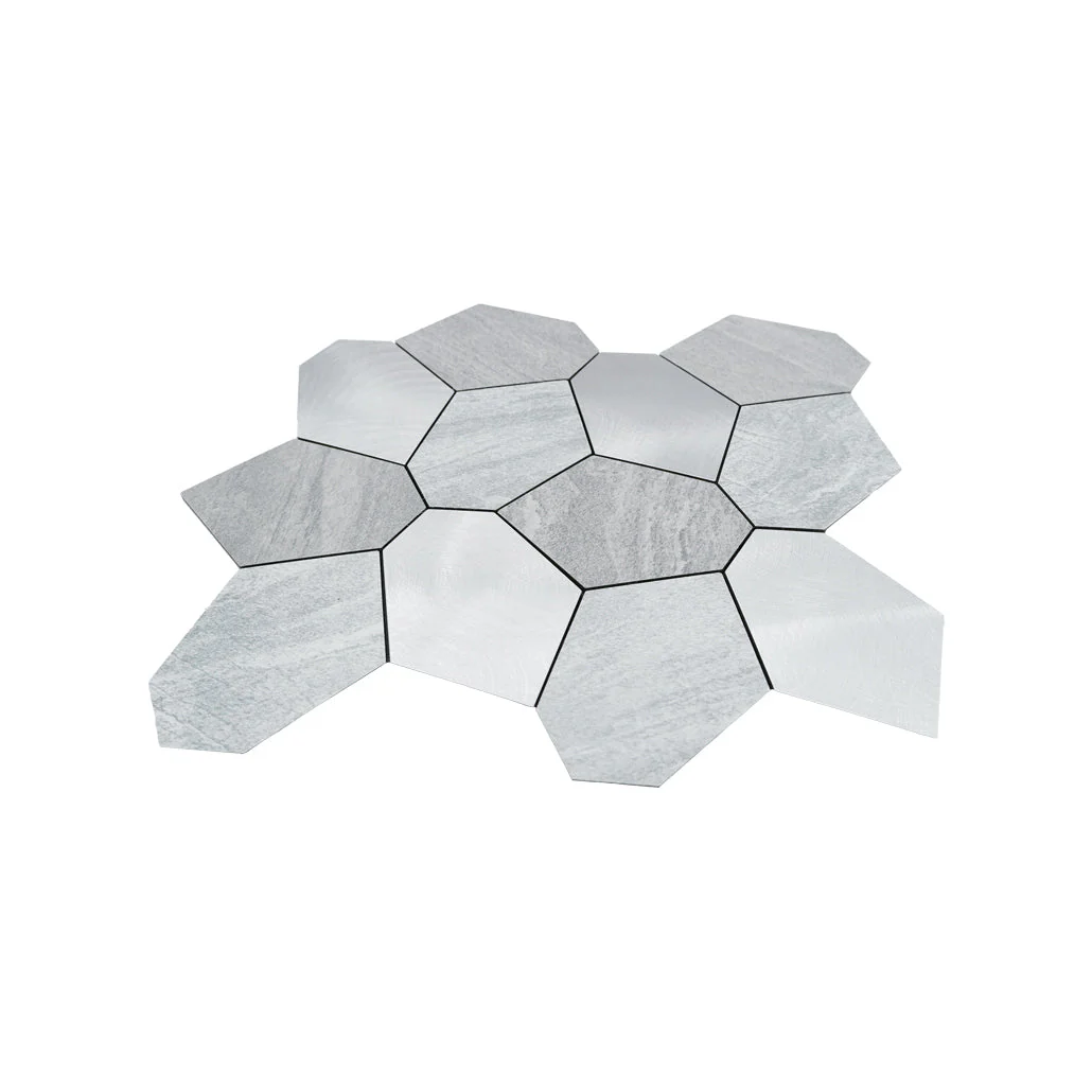 Selbstklebende Mosaikfliesen Metall | Polygon Silber | 30×26,2 cm | Küche, Bad & WC - Image 4