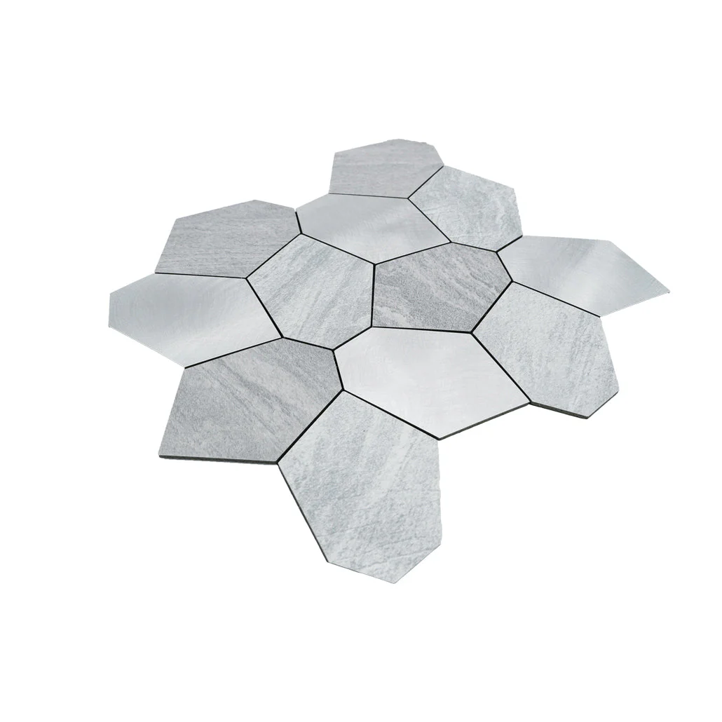 Selbstklebende Mosaikfliesen Metall | Polygon Silber | 30×26,2 cm | Küche, Bad & WC - Image 6