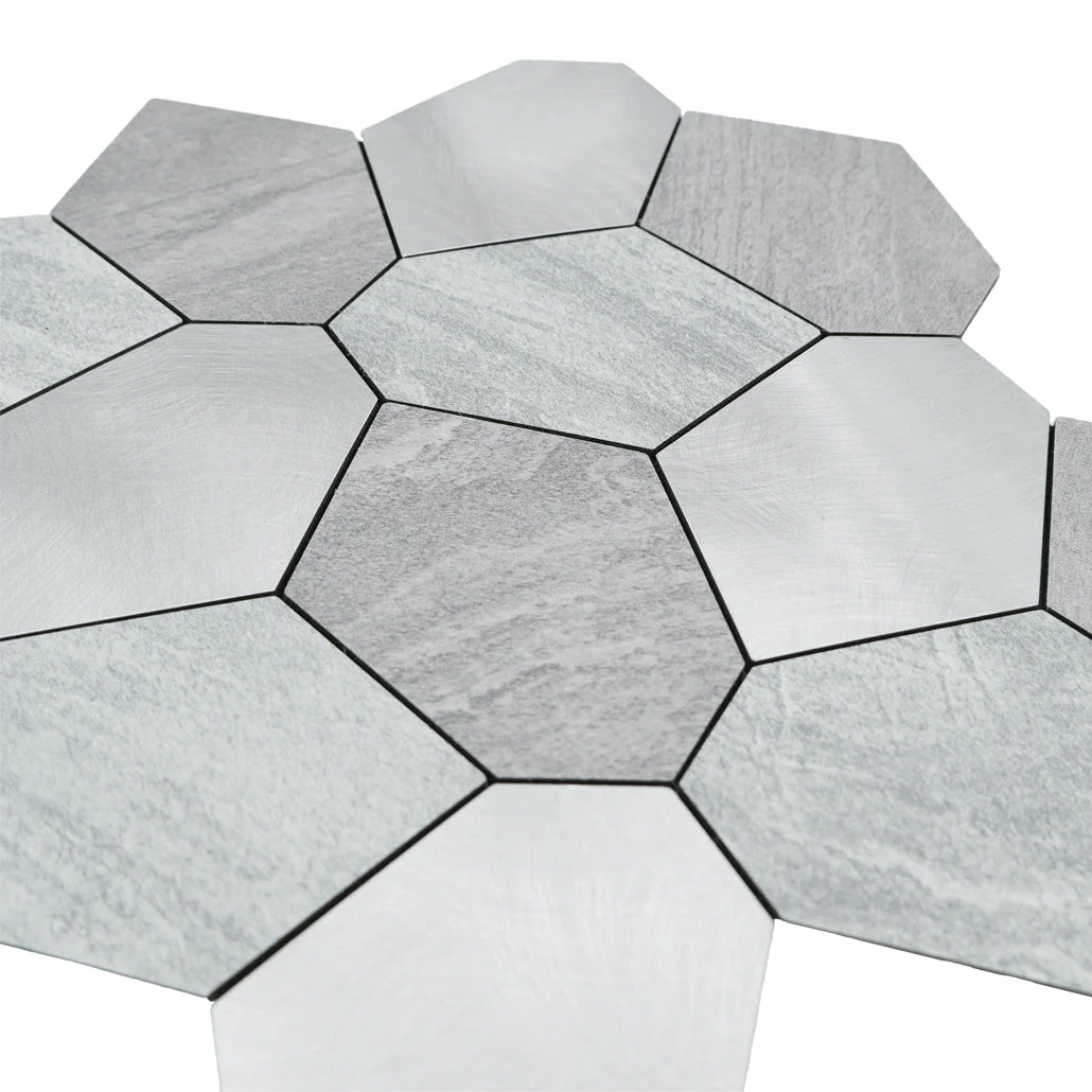 Selbstklebende Mosaikfliesen Metall | Polygon Silber | 30×26,2 cm | Küche, Bad & WC - Image 8