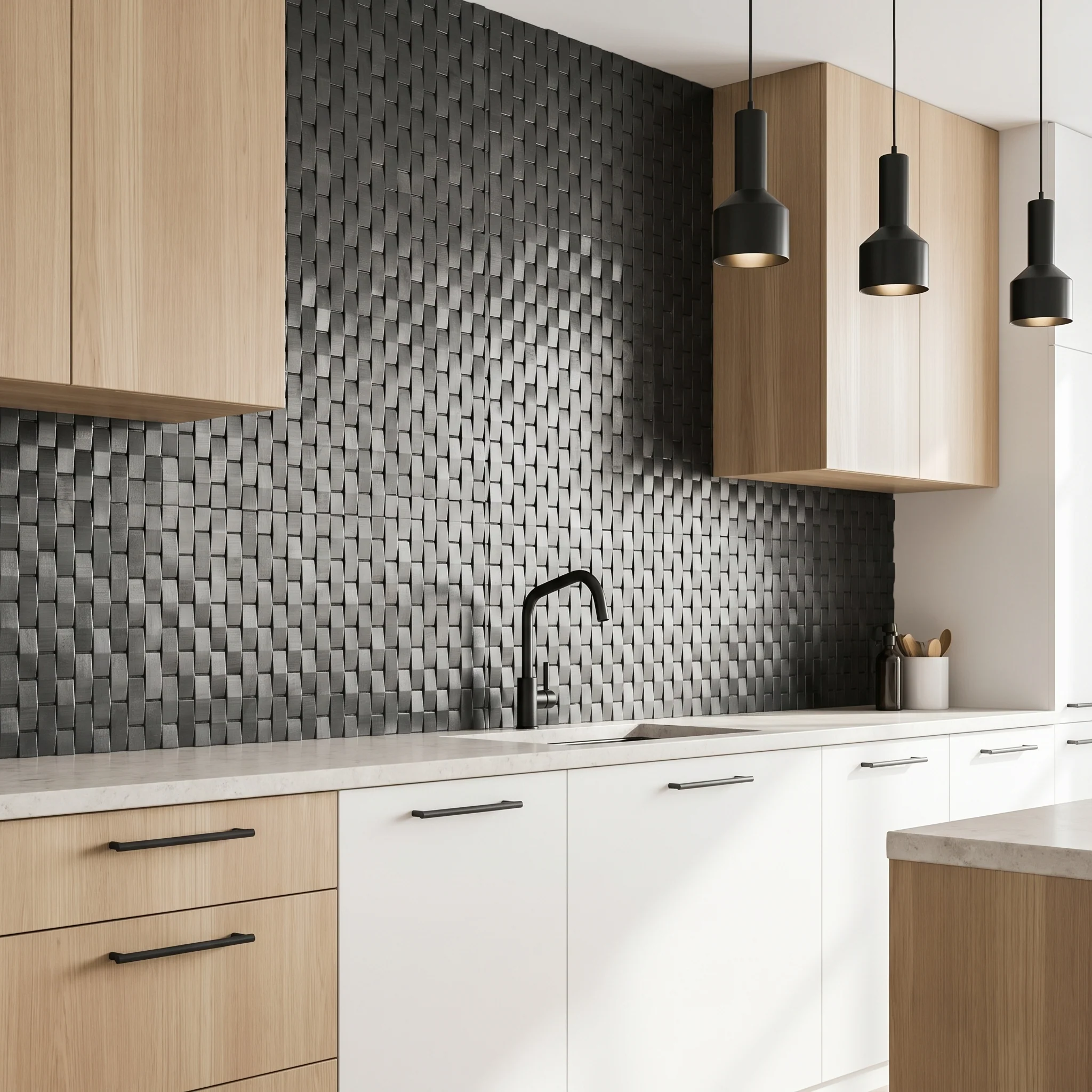 Selbstklebende Mosaikfliesen Metall | Riemchen 3D Anthrazit | 30×29,8 cm | Küche, Bad & WC - Image 3