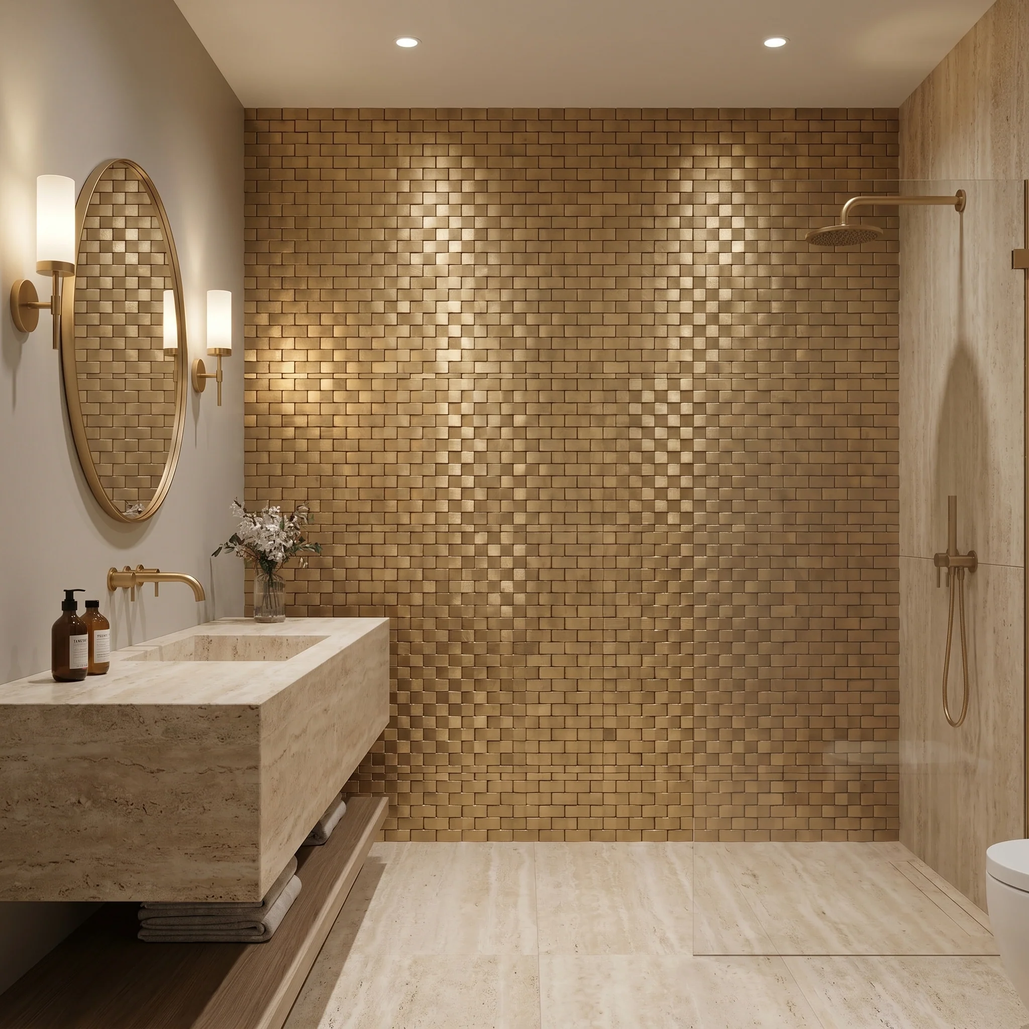 Selbstklebende Mosaikfliesen Metall | Riemchen 3D Gold | 30×29,8 cm | Küche, Bad & WC - Image 3