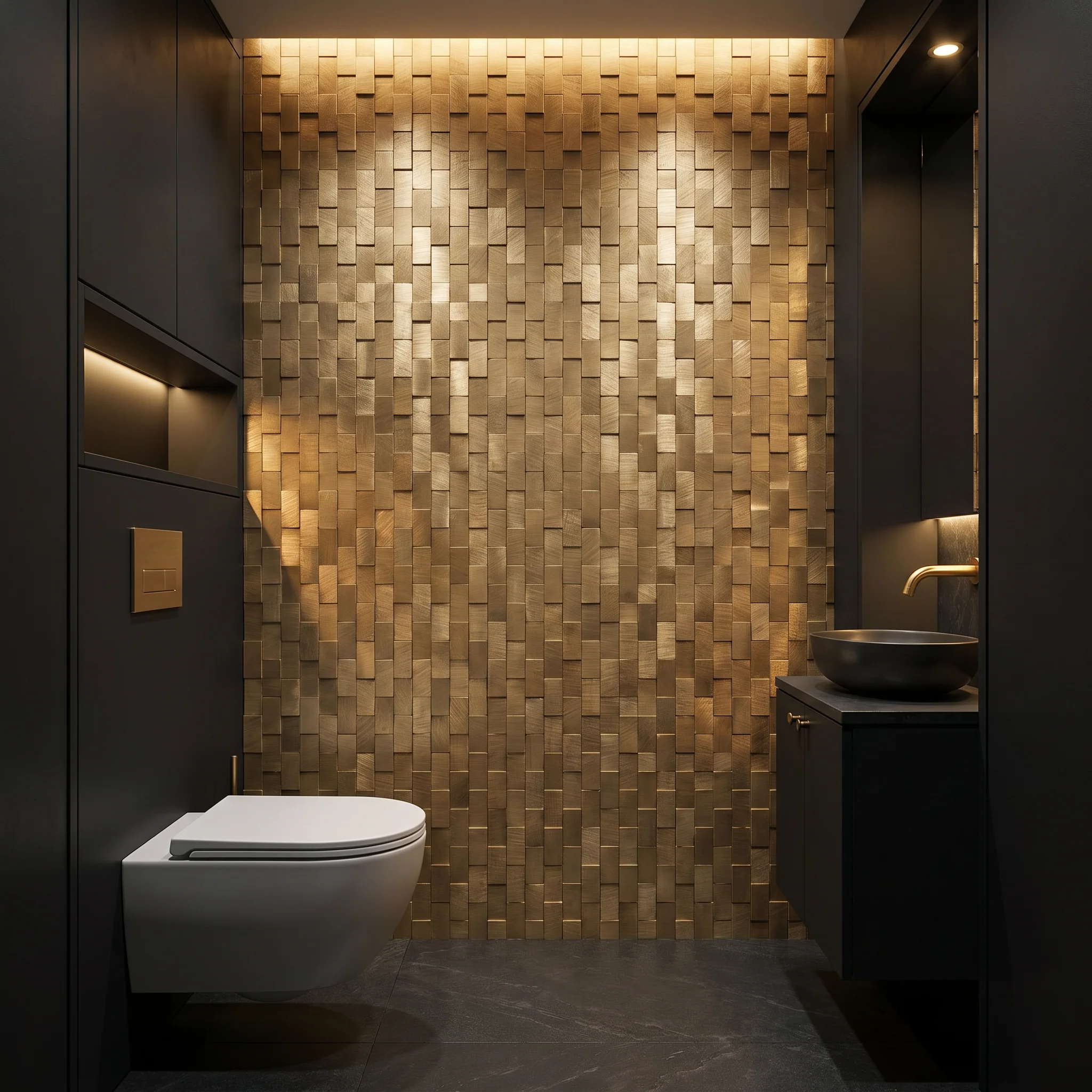 Selbstklebende Mosaikfliesen Metall | Riemchen 3D Gold | 30×29,8 cm | Küche, Bad & WC - Image 5
