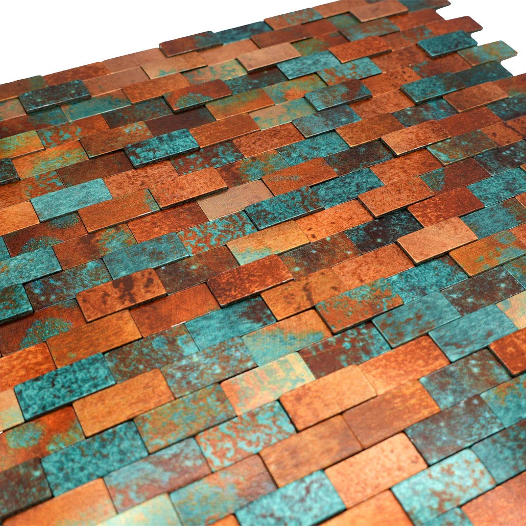 Selbstklebende Mosaikfliesen Metall | Riemchen 3D Patina Kupfer | 30×29,8 cm | Küche, Bad & WC - Image 8