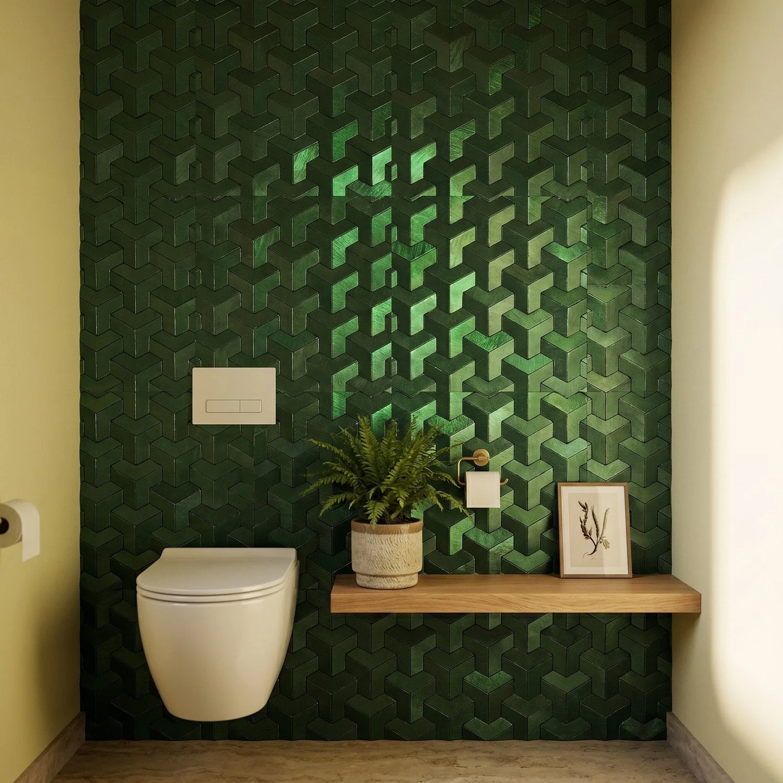 Selbstklebende Mosaikfliesen Metall | Trifold 3D Dunkelgrün | 30,3×28 cm | Küche, Bad & WC - Image 5