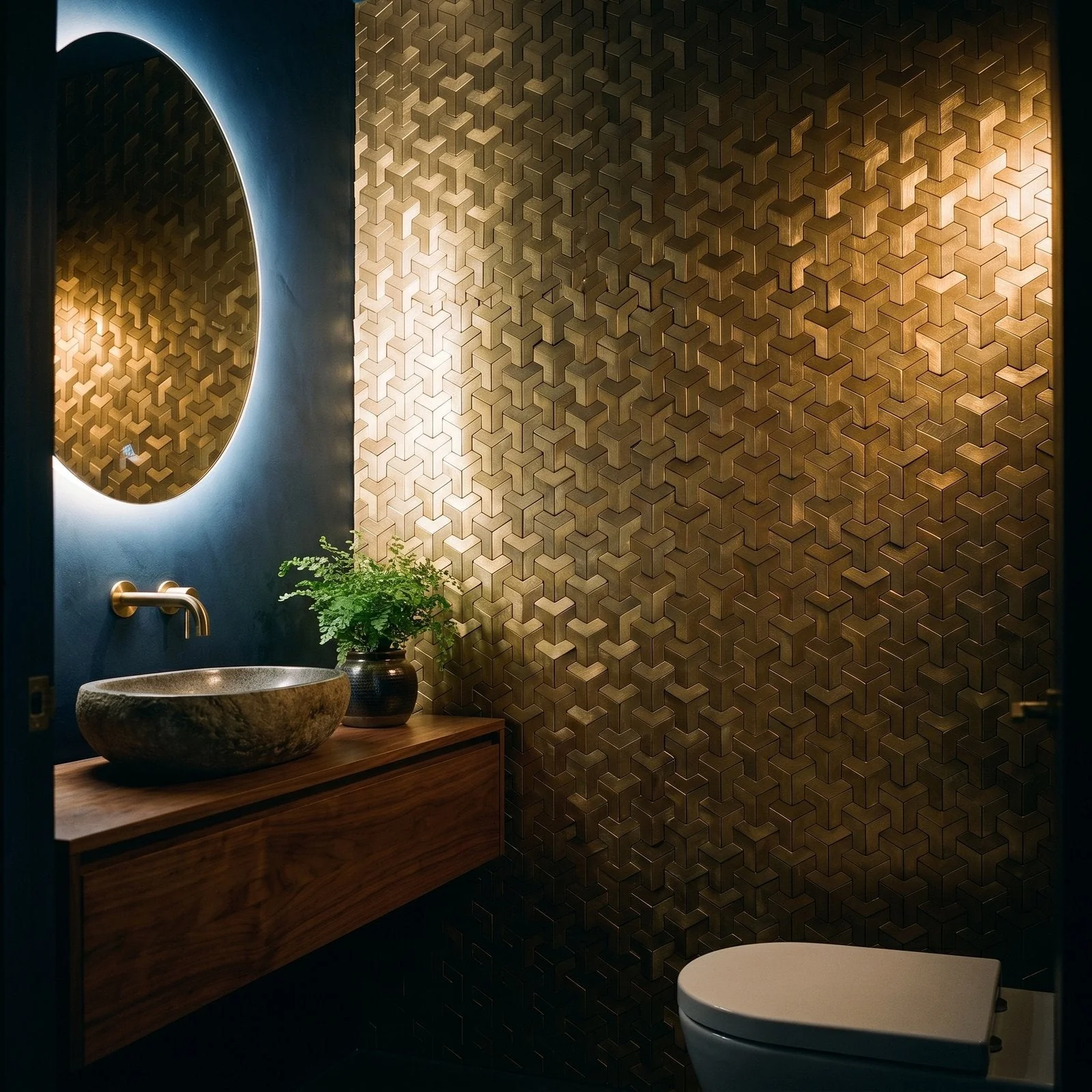 Selbstklebende Mosaikfliesen Metall | Trifold 3D Gold | 30,3×28 cm | Küche, Bad & WC - Image 5