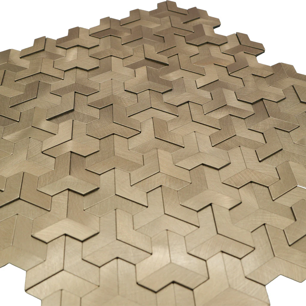 Selbstklebende Mosaikfliesen Metall | Trifold 3D Gold | 30,3×28 cm | Küche, Bad & WC - Image 8