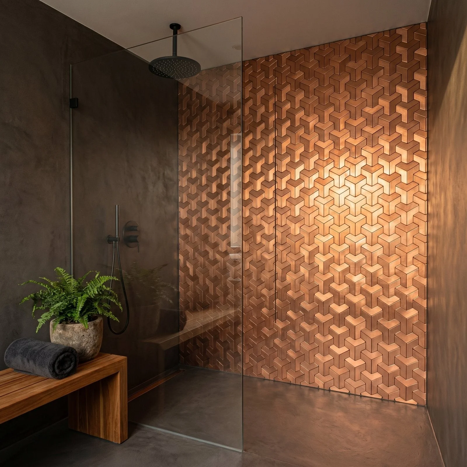 Selbstklebende Mosaikfliesen Metall | Trifold 3D Kupfer | 30,3×28 cm | Küche, Bad & WC - Image 3