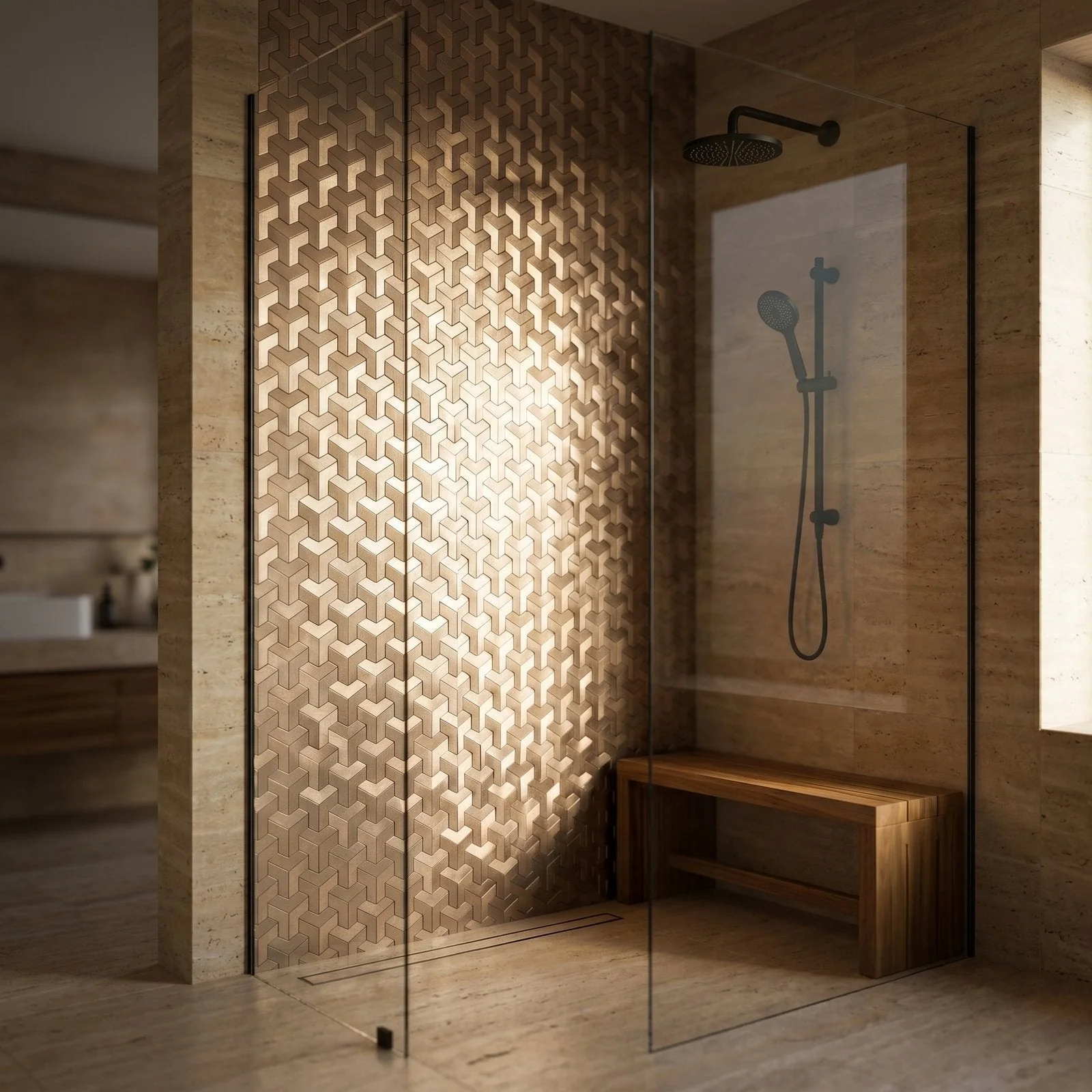 Selbstklebende Mosaikfliesen Metall | Trifold 3D Natur | 30,3×28 cm | Küche, Bad & WC - Image 3