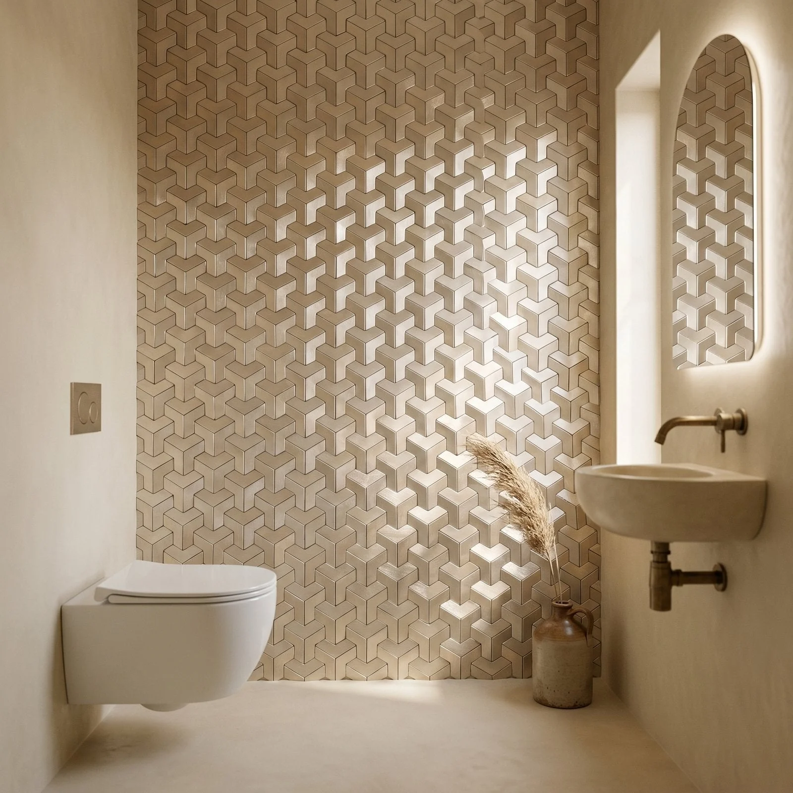Selbstklebende Mosaikfliesen Metall | Trifold 3D Natur | 30,3×28 cm | Küche, Bad & WC - Image 5