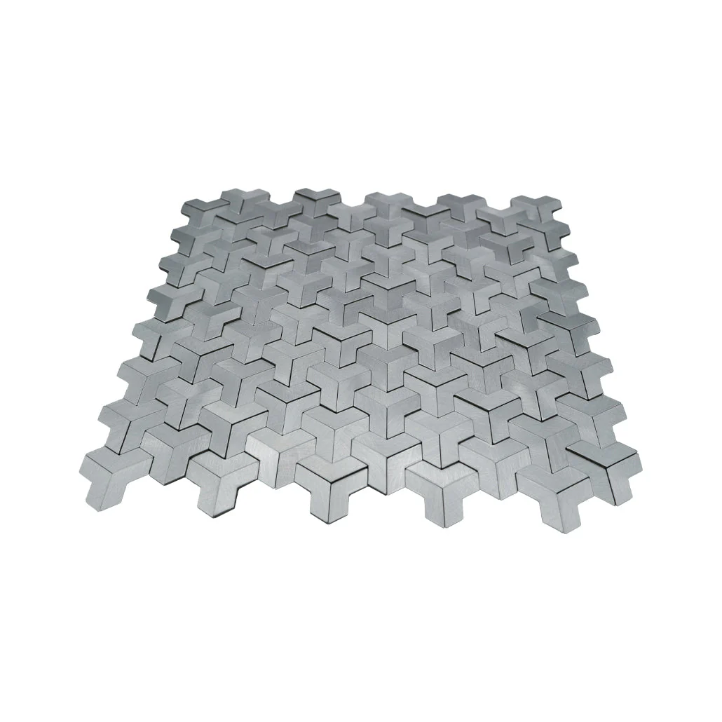 Selbstklebende Mosaikfliesen Metall | Trifold 3D Silber | 30,3×28 cm | Küche, Bad & WC - Image 4