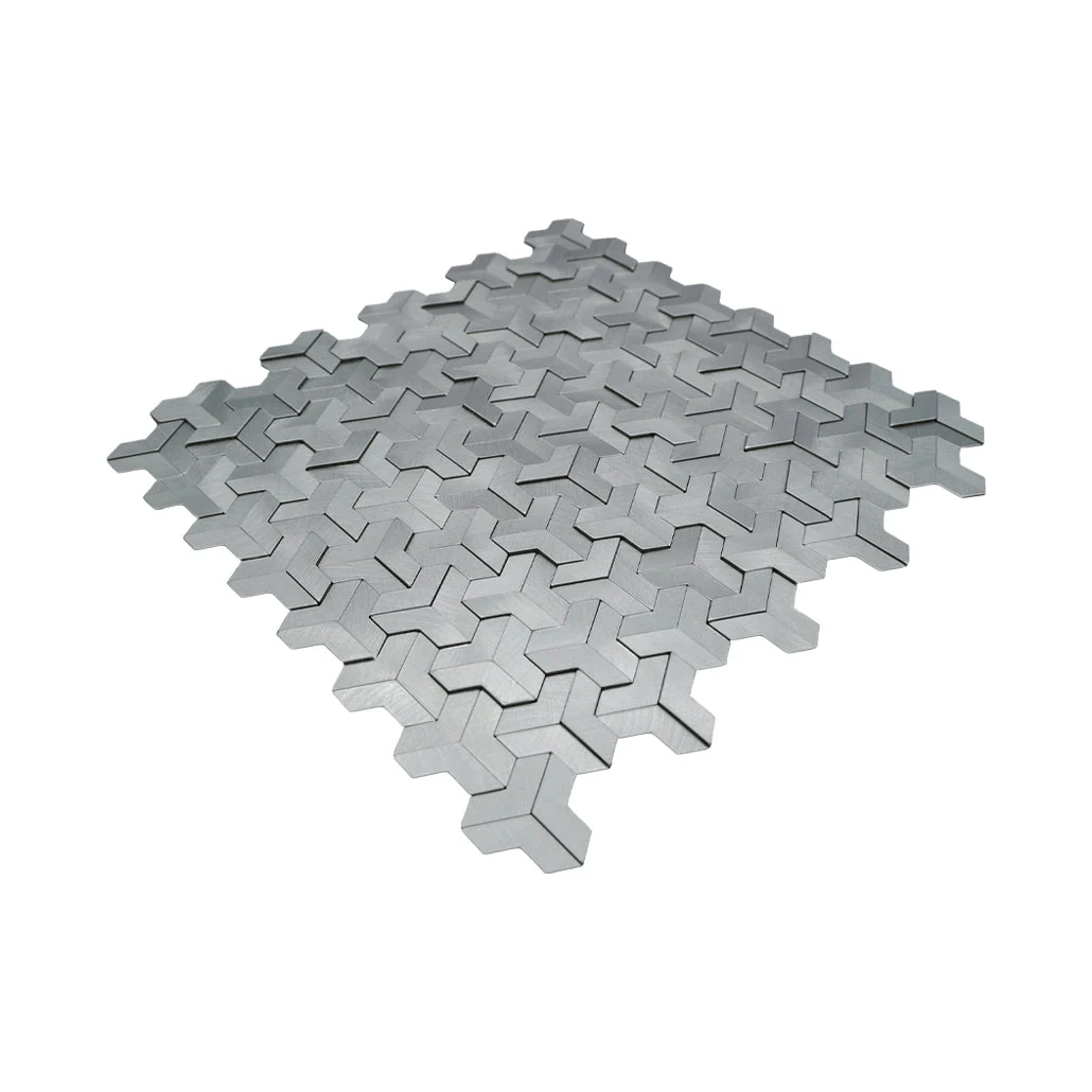 Selbstklebende Mosaikfliesen Metall | Trifold 3D Silber | 30,3×28 cm | Küche, Bad & WC - Image 6