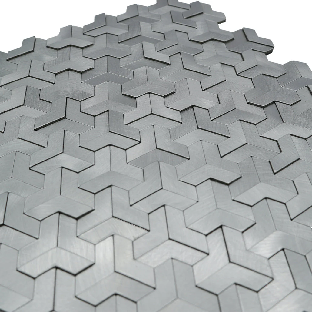 Selbstklebende Mosaikfliesen Metall | Trifold 3D Silber | 30,3×28 cm | Küche, Bad & WC - Image 8